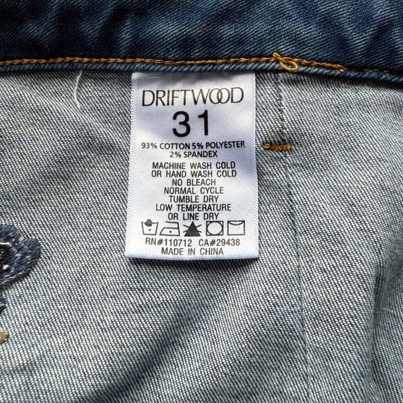 Driftwood Womens Jeans 31 Blue Denim Flared High Rise Embroidered Floral - Picture 2 of 10